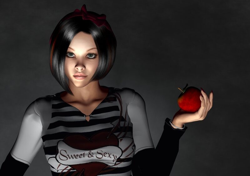 woman holding red apple