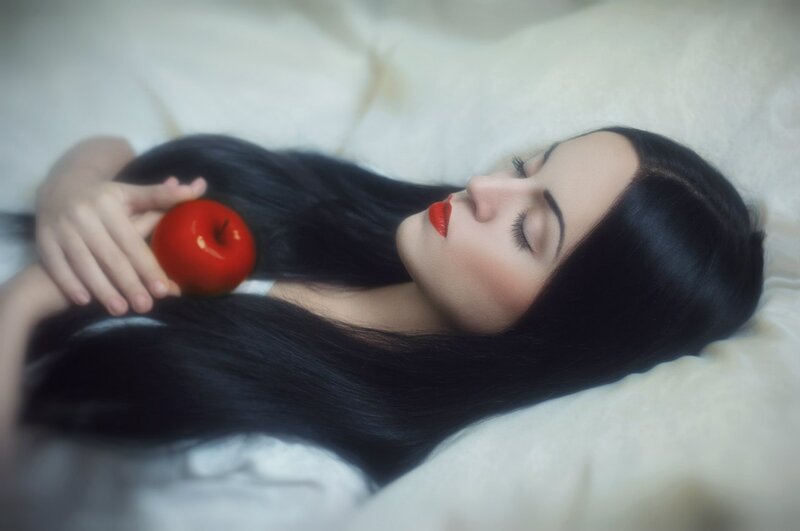 Woman Holding Red Apple — Black, Serene