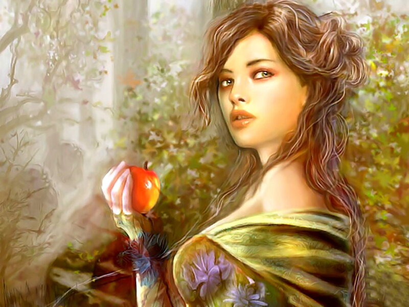 Woman Holding Red Apple — Green, Serene