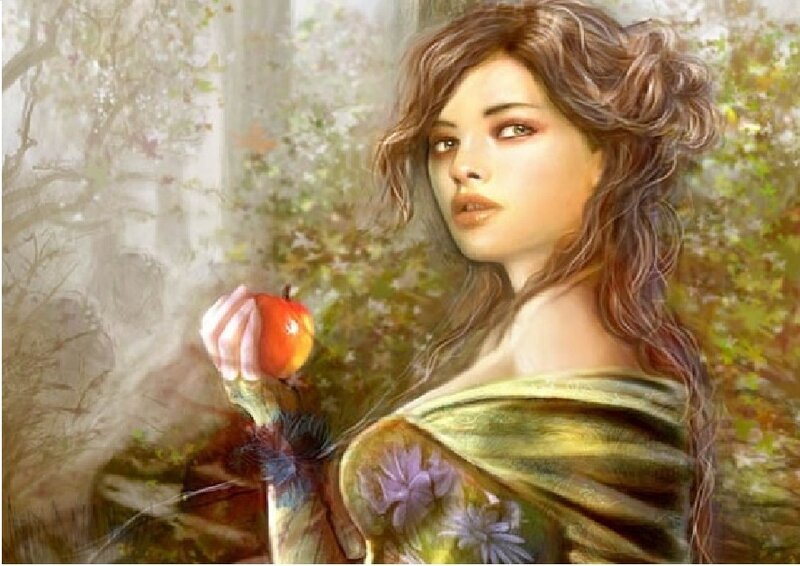 Woman Holding Red Apple — Green