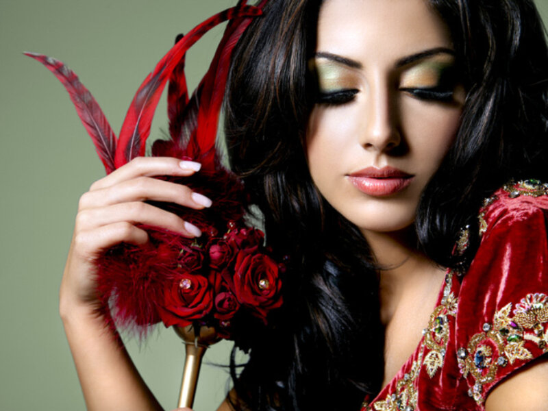 Woman Holding Red Bouquet