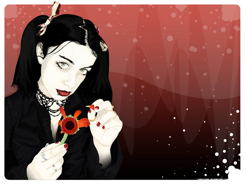 woman holding red flower