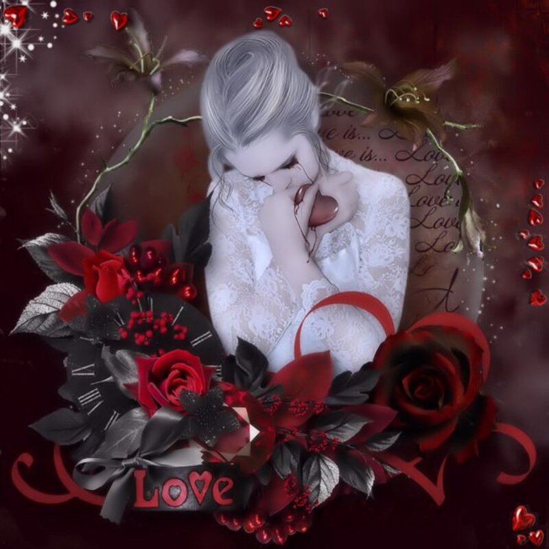 Woman Holding Red Heart — Dramatic, Night