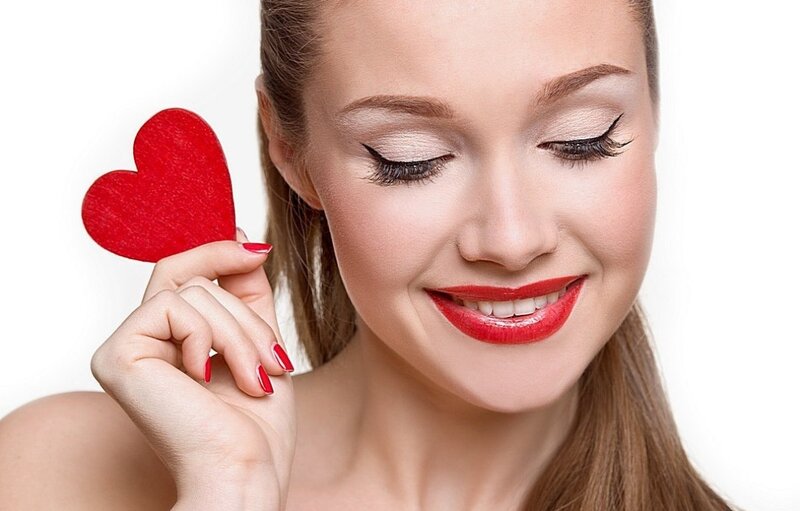 Woman Holding Red Heart — Happy
