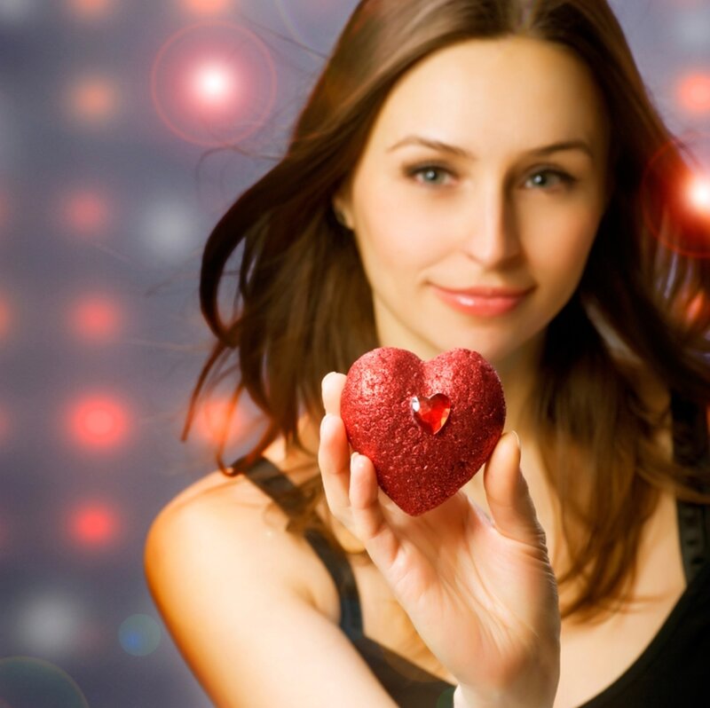 Woman Holding Red Heart — Romantic