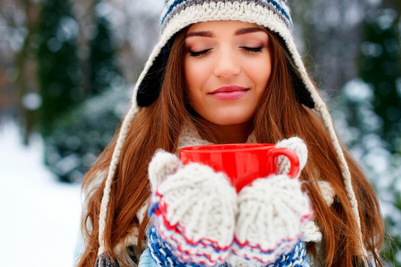 Woman Holding Red Mug