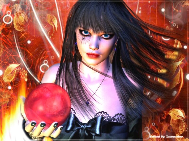 woman holding red orb
