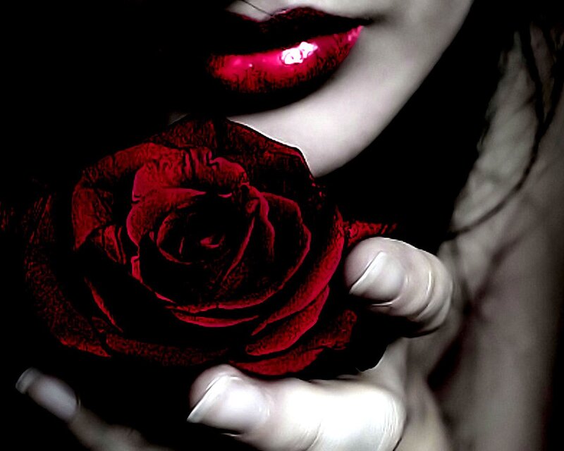 woman holding red rose