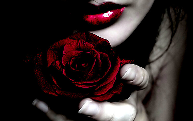 woman holding red rose