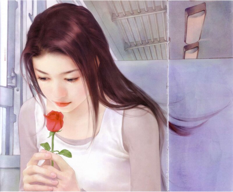 woman holding red rose