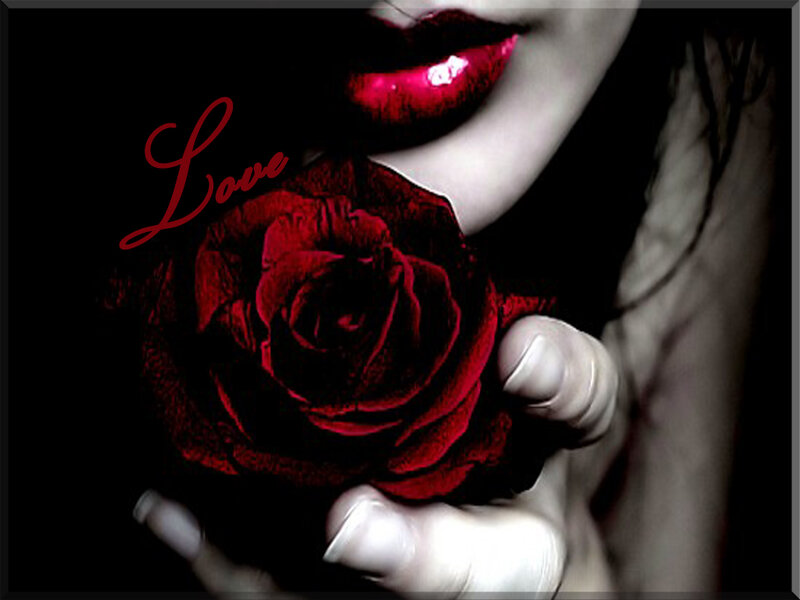 Woman Holding Red Rose — Dramatic, Digital Art, Lips, Hand
