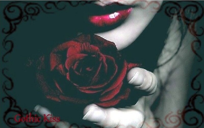 Woman Holding Red Rose — Dramatic, Digital Art, Lips