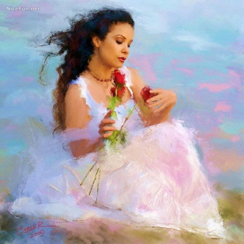 woman holding red roses