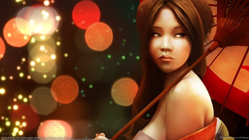 Woman Holding Red Umbrella — Serene