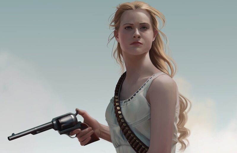 Woman Holding Revolver — White
