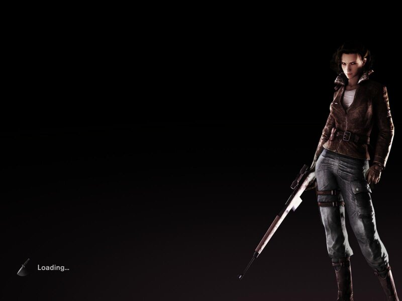 Woman Holding Rifle — Black, Dark