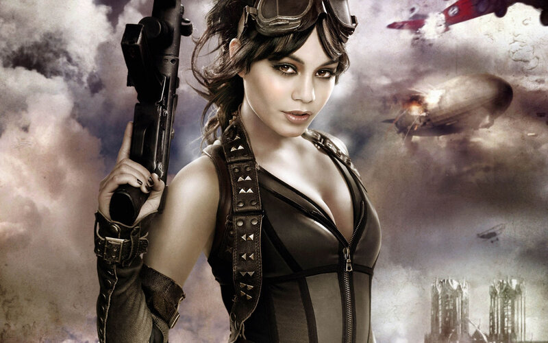 Woman Holding Rifle — Gray, Dramatic, Digital Art