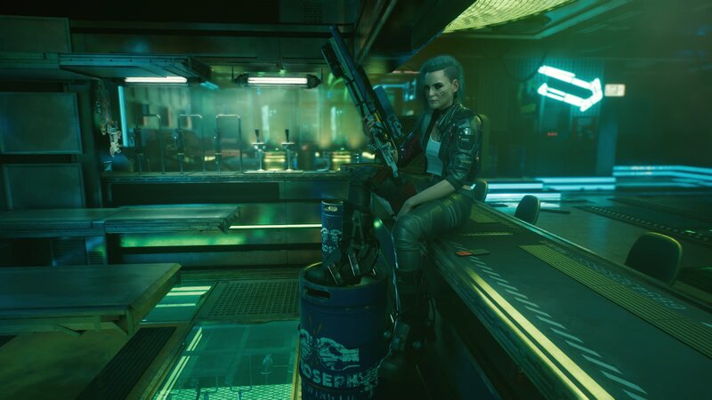 Woman Holding Rifle — Green, Dark, Futuristic, Night