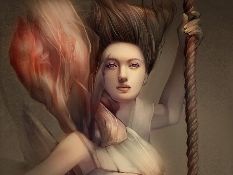 Woman Holding Rope — Brown