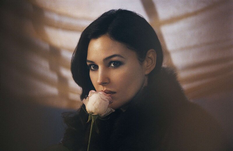 Woman Holding Rose — Black, Dramatic