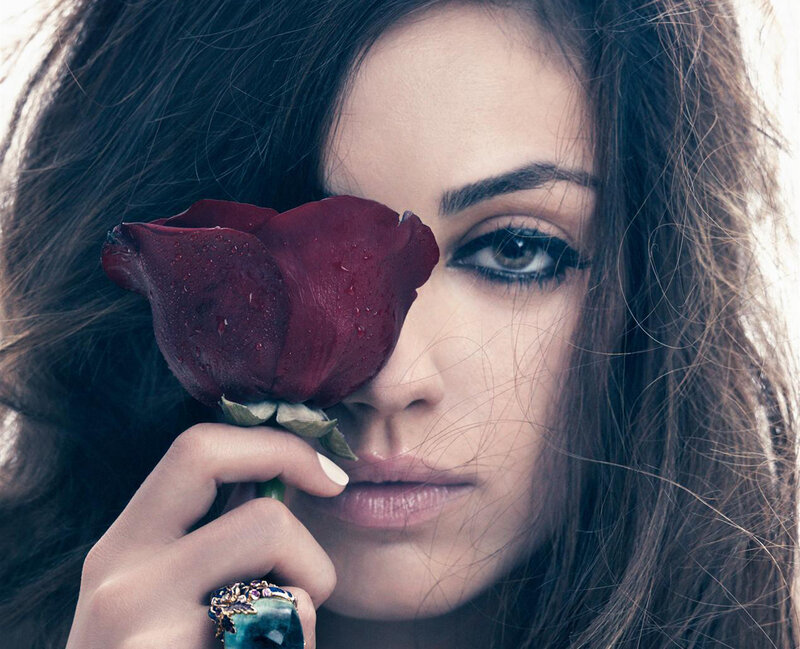 Woman Holding Rose — Brown, Dramatic, Photograph, Ring, Eye