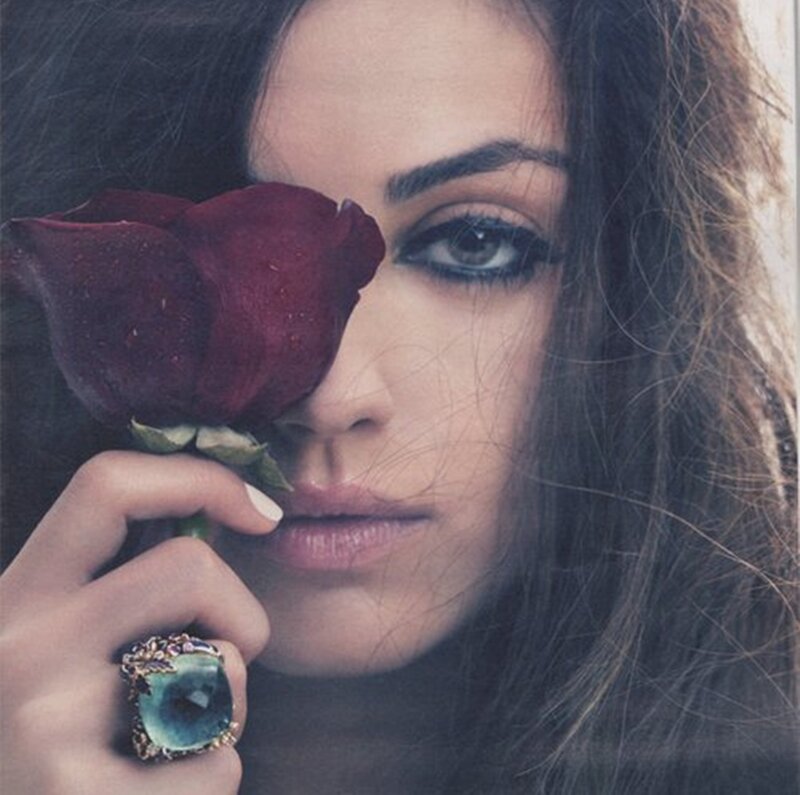 Woman Holding Rose — Brown, Dramatic, Photograph, Ring