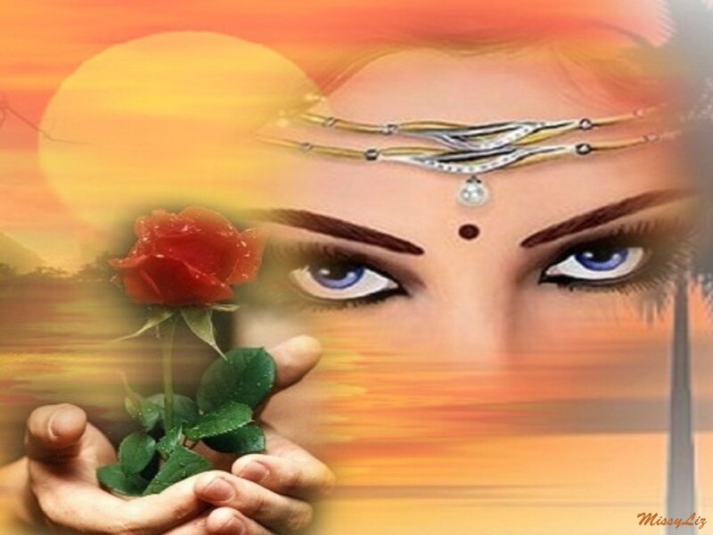 Woman Holding Rose — Orange, Dramatic