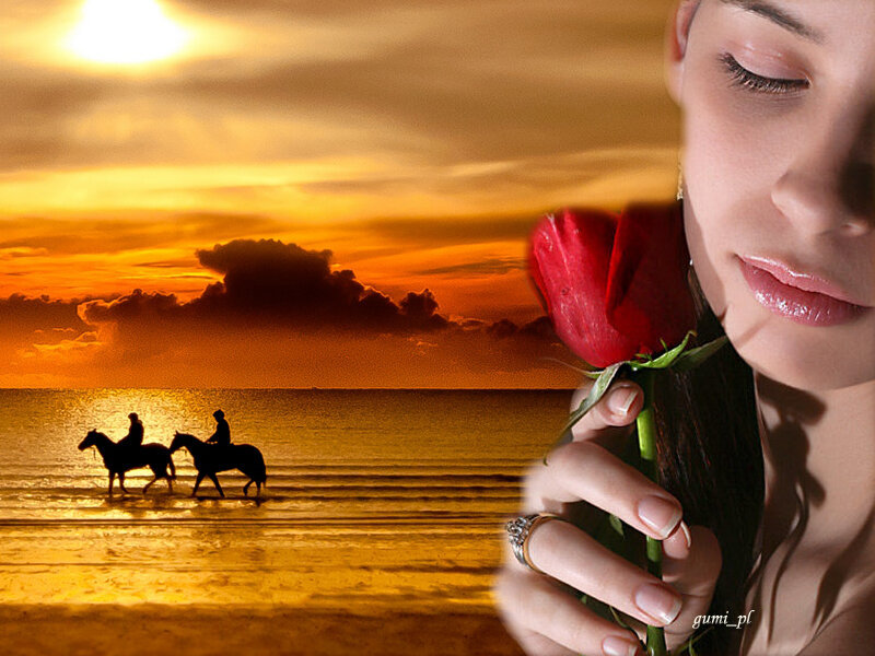 Woman Holding Rose — Orange