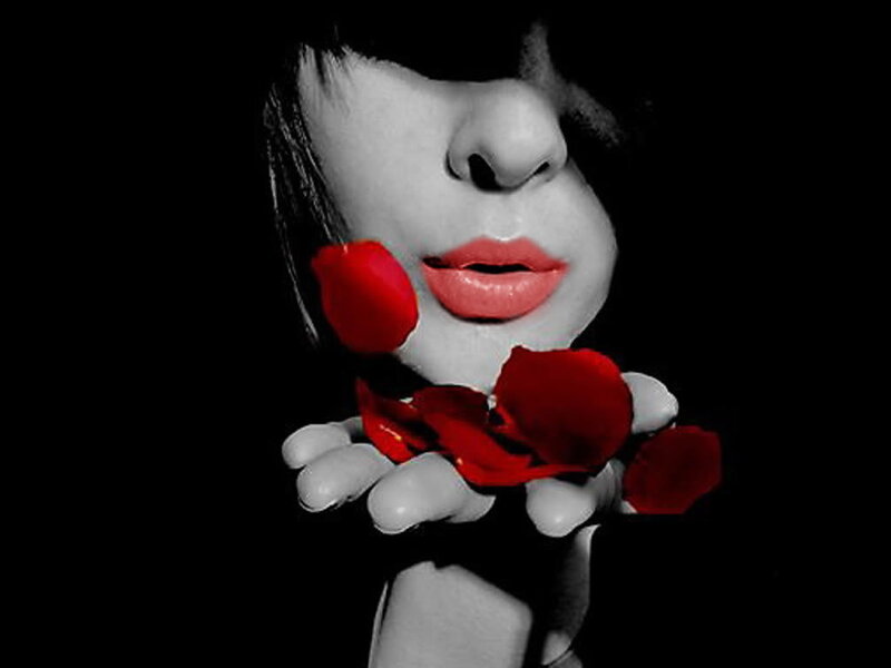 Woman Holding Rose Petals