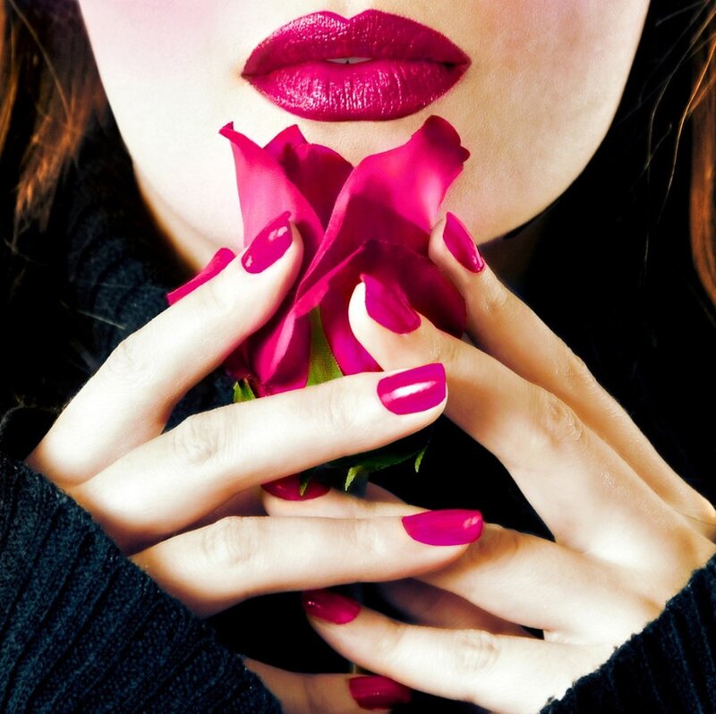 Woman Holding Rose — Pink, Dramatic, Photograph