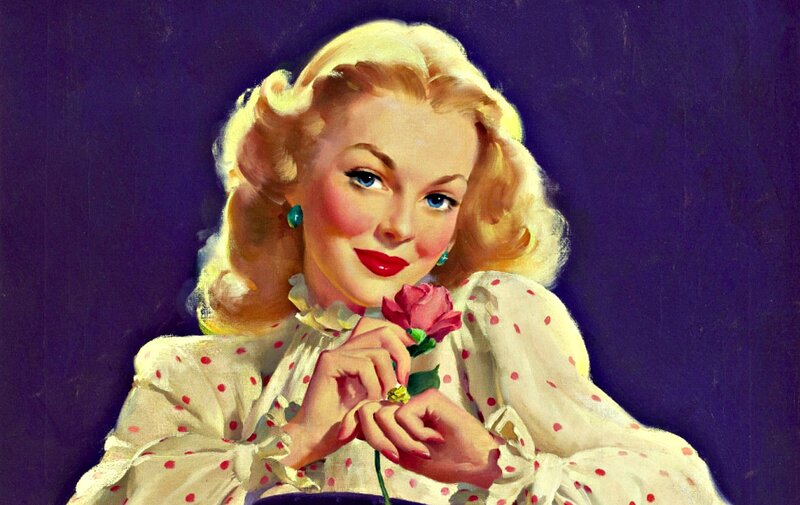 Woman Holding Rose — Purple, Calm