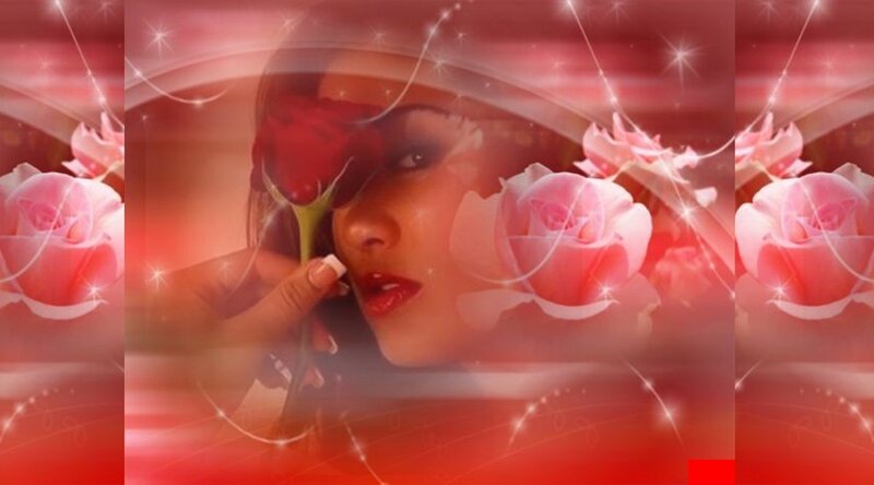 Woman Holding Rose — Red, Romantic