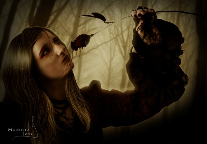 Woman Holding Rose Stem