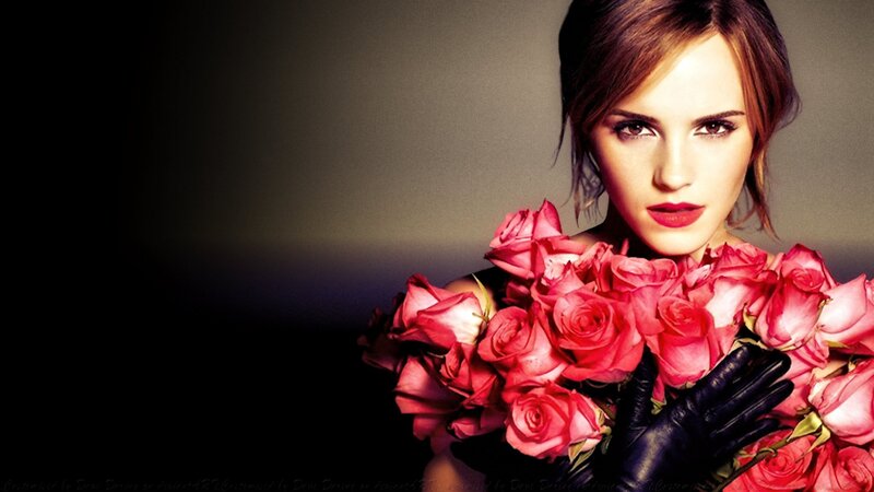 Woman Holding Roses — Pink, Dramatic