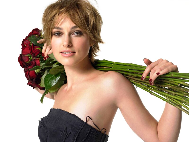 Woman Holding Roses — Red, Calm