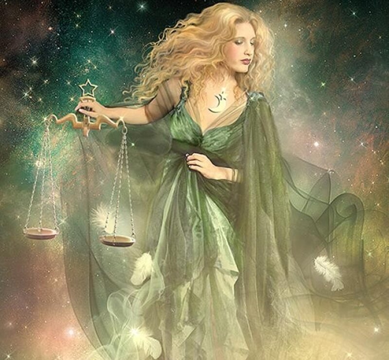 Woman Holding Scales — Green