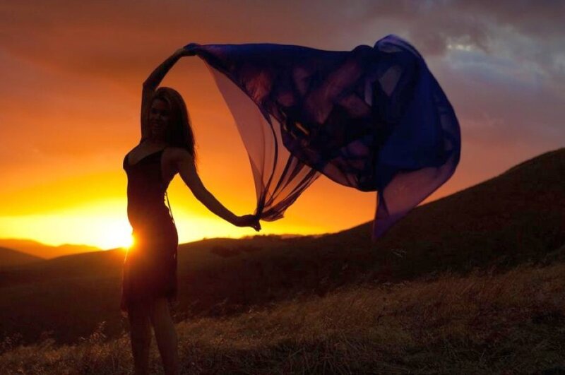 Woman Holding Scarf