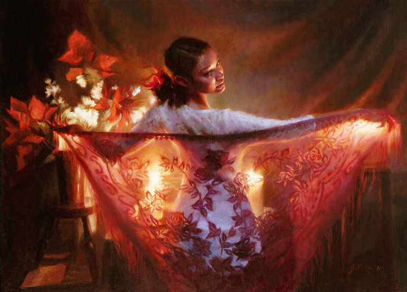 Woman Holding Shawl