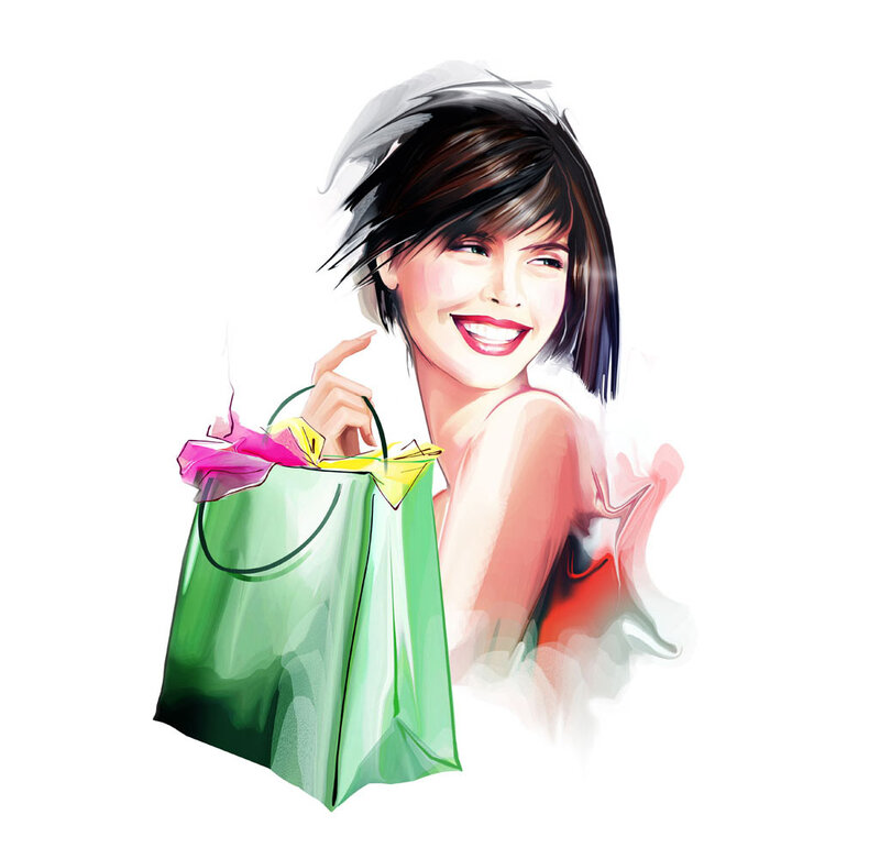 Woman Holding Shopping Bag — Green
