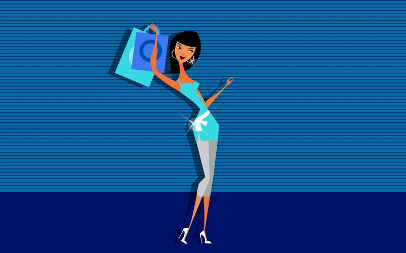 Woman Holding Shopping Bags — Blue, Confident