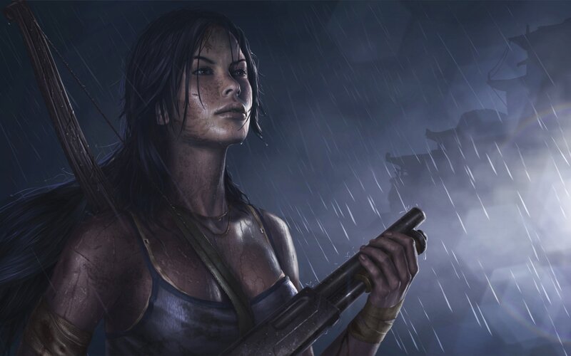 Woman Holding Shotgun — Blue, Dramatic