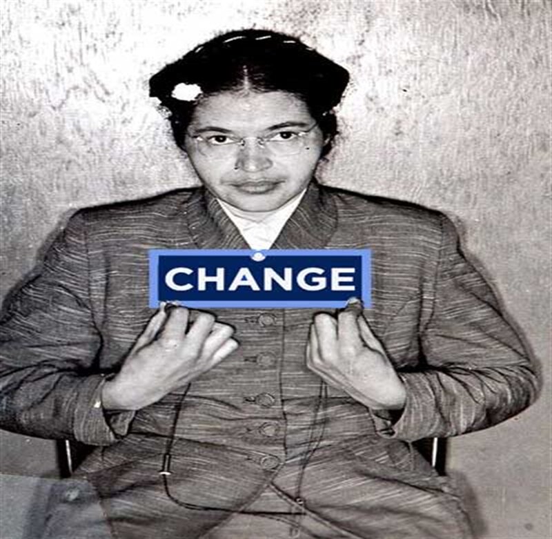 Woman Holding Sign — Black, Serious