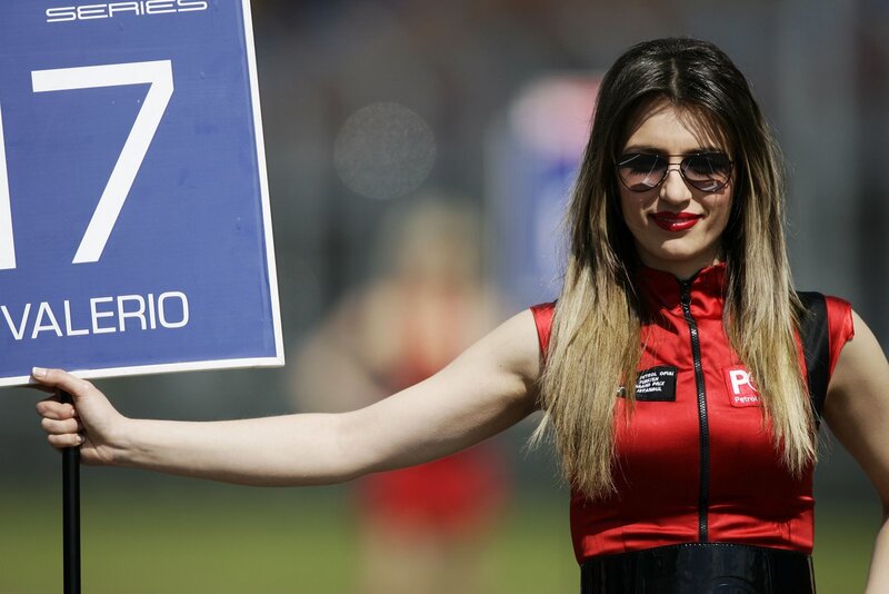 Woman Holding Sign — Red