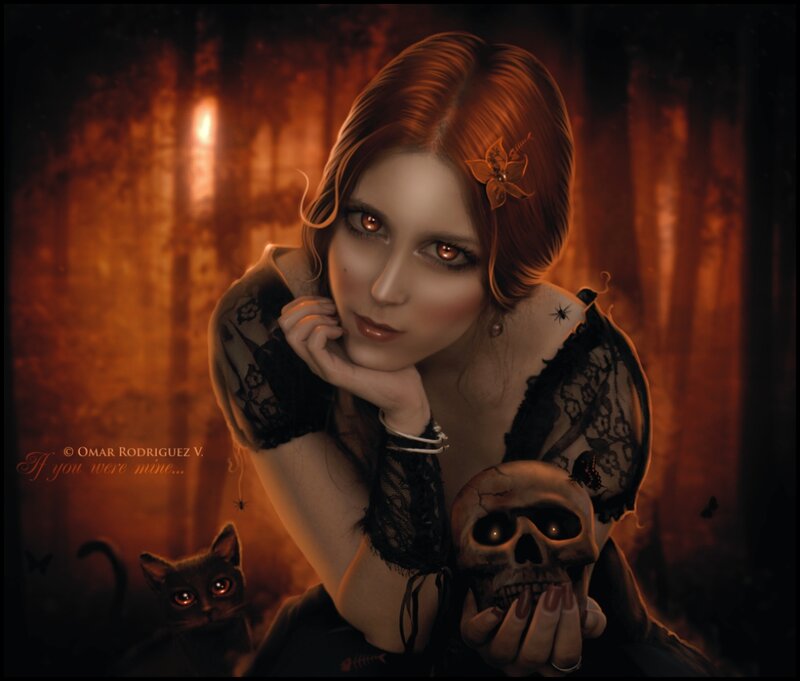 Woman Holding Skull — Orange