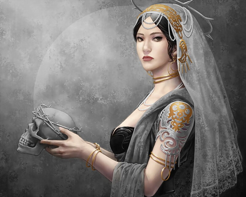 Woman Holding Skull