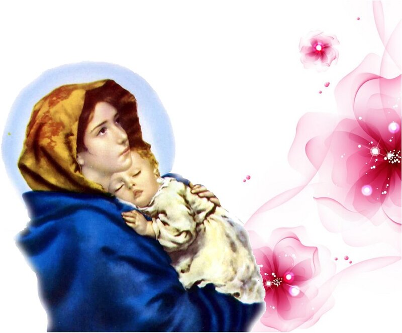 Woman Holding Sleeping Child — Blue