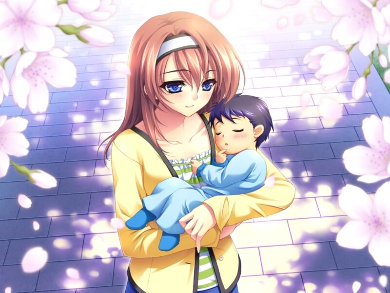 Woman Holding Sleeping Child — Yellow