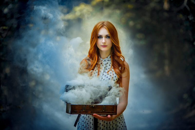 Woman Holding Smoke Box