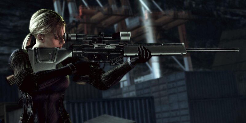 Woman Holding Sniper Rifle — Black
