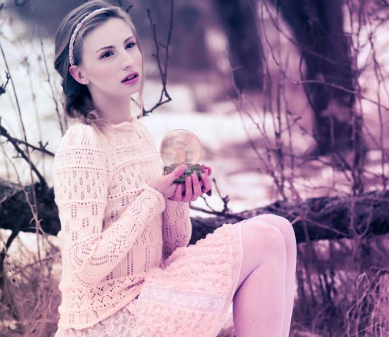 Woman Holding Snow Globe — Pink, Dreamy